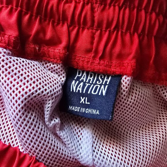 PARISH NATION ( XL ) Red Yellow Jogger Pants Elastic Waist Drawstring - Picture 6 of 7